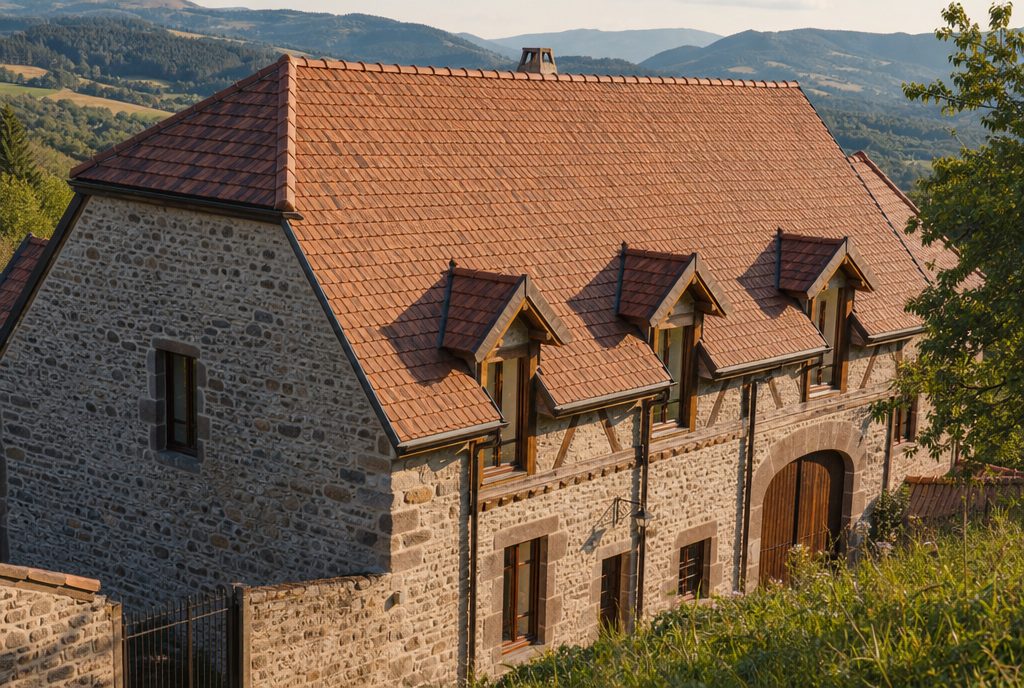 Toiture neuve en tuiles, lucarnes restaurées
